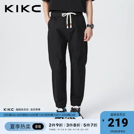 kikc工装裤男2023春夏新款商场同款字母胶印分割线设计松紧腰长裤商品大图
