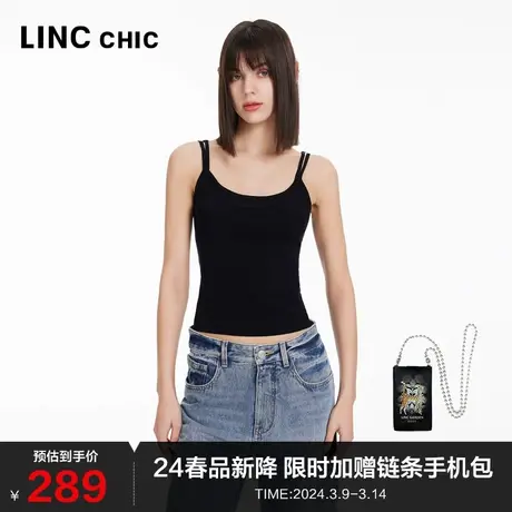 LINCCHIC金羽杰背心女夏外穿设计感细带针织吊带背心女内搭SW121Y图片