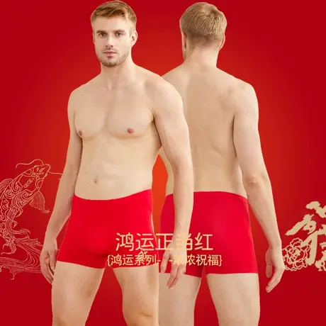 皮尔卡丹男士莫代尔内裤凉感平角裤男四角大红内裤透气弹力短裤头商品大图