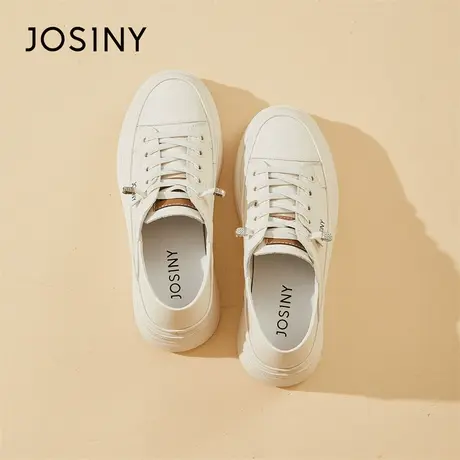Josiny/卓诗尼厚底小白鞋女2024新款春季休闲透气平底舒适板鞋子商品大图