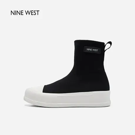Nine West/玖熙弹力短靴女厚底飞织2023冬季新款短筒袜靴休闲鞋图片
