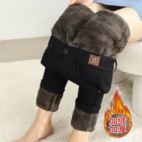 小脚打底裤女外穿靴裤2023冬季新款松紧腰加绒加厚弹力紧身铅笔裤图片