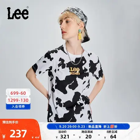 Lee商场同款101+23新品舒适白色奶牛纹女短袖T恤LWT005198201图片