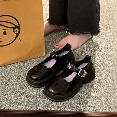 法式黑色复古小皮鞋女百搭2024秋季新款日系jk制服英伦风玛丽珍鞋图片