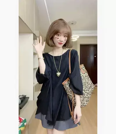 韩版设计感木耳边衬衫女装2023年夏季新款小众洋气时尚五分袖上衣商品大图