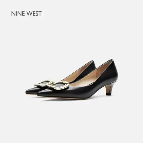 【商场同款】Nine West/玖熙尖头单鞋女2025新款通勤中跟真皮法式商品大图