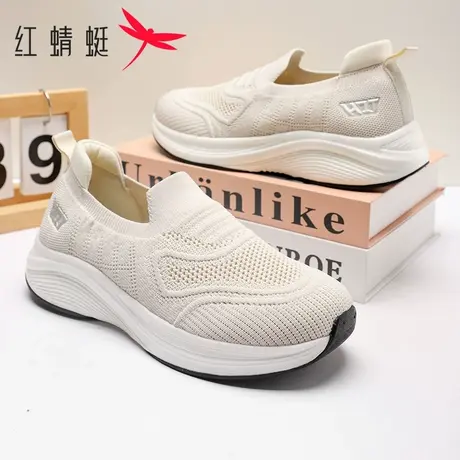 红蜻蜓女鞋2025春季新款透气网面鞋舒适套脚轻便软底中年妈妈鞋子图片