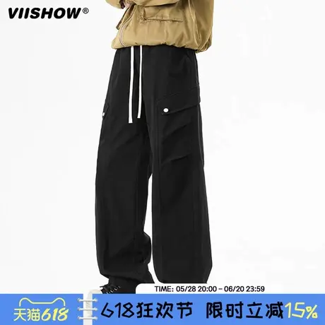 VIISHOW直筒vibe伞兵工装裤男2025春新款美式宽松阔腿休闲长裤子商品大图