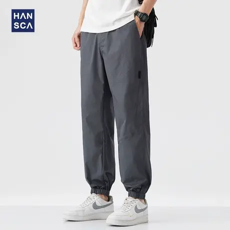 hansca冰丝凉感棉 美式拼接束脚休闲裤男款春夏季宽松工装长裤子商品大图