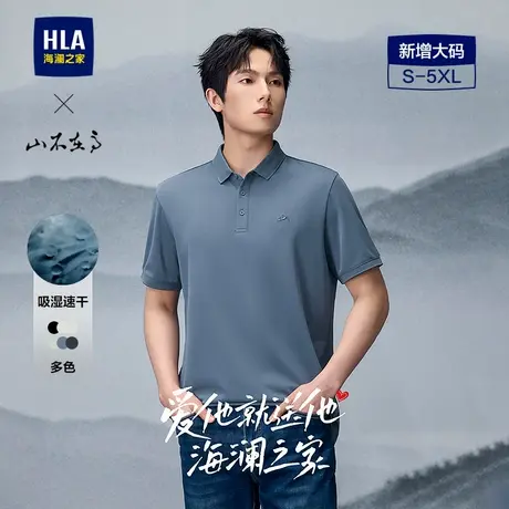 海澜之家短袖POLO25夏季吸湿速干大码翻领男高级感纯色刺绣上衣图片