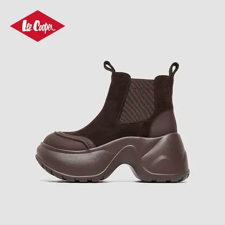 Lee Cooper24冬季新款切尔西靴女小个子厚底松糕高跟加绒棉靴短靴图片