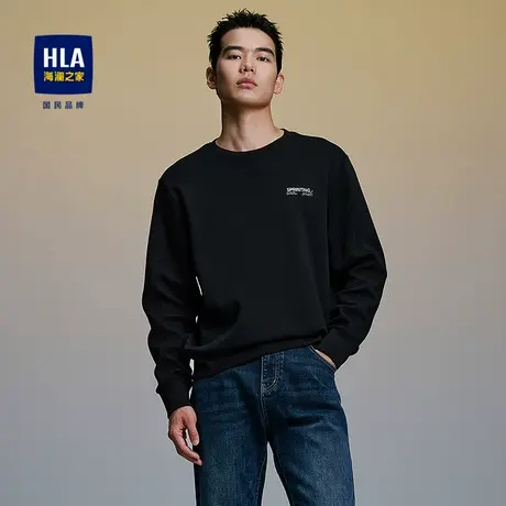 HLA/海澜之家SPRINTING SMILE系列卫衣25春夏新圆领绣花上衣男图片
