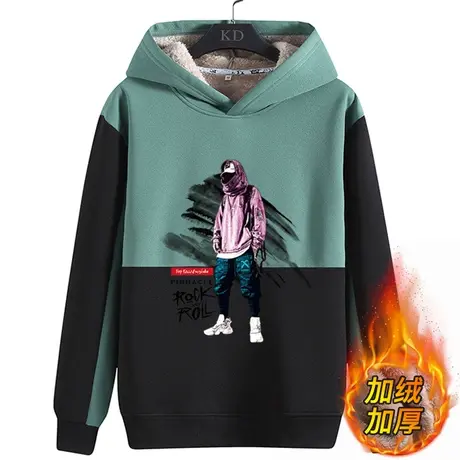 羊羔绒连帽卫衣男士潮ins2023年新款宽松潮流百搭秋冬季加绒外套商品大图