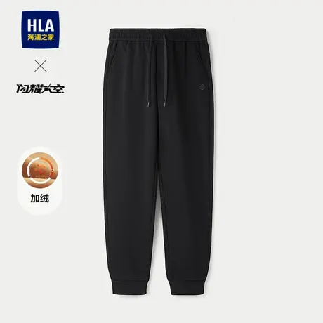 HLA/海澜之家闪耀太空卫裤2025秋冬新款抽绳松紧腰印花保暖裤子男商品大图