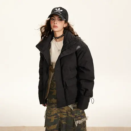 复古潮牌工装棉服女冬季外套新款宽松情侣装棉袄ins街头加厚棉衣图片