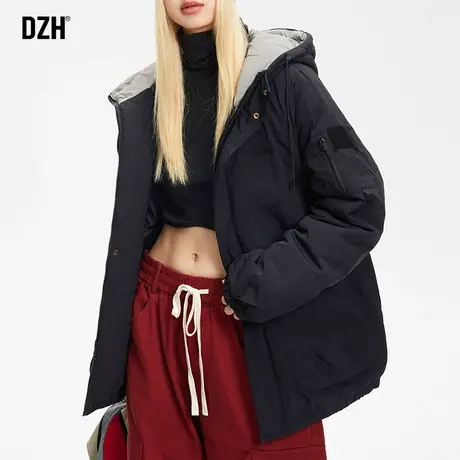 男女同款黑色棉服男款冬季加厚潮牌休闲连帽棉衣外套2023新款袄子商品大图