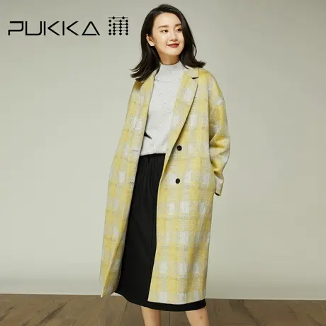 蒲PUKKA 女装中长款毛呢外套秋冬装宽松设计感时尚呢大衣商场同款图片