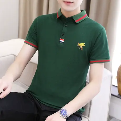 2023年夏季翻领Polo衫男短袖时尚休闲潮牌刺绣T恤青年爸爸打底衫商品大图