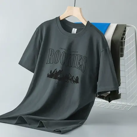 美式重磅纯棉短袖t恤男夏季宽松上衣服全棉半袖潮牌印花圆领体恤图片