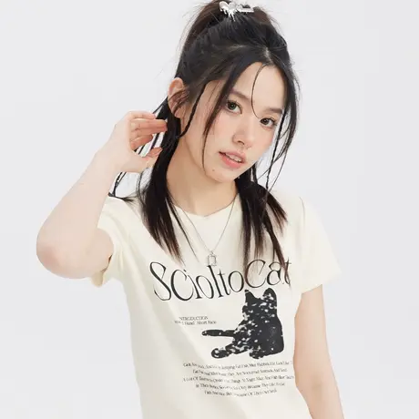 尔给短袖t恤女2023夏季新款女装显瘦盐系穿搭小个子港风chic上衣图片