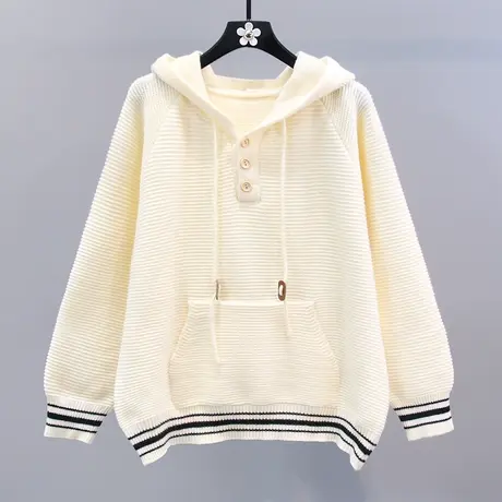 慵懒复古连帽毛衣女秋冬2023新款宽松设计感加厚外穿针织衫上衣商品大图