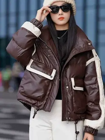 2023年冬季新款短款羽绒服女韩版宽松时尚小个子白鸭绒面包服外套商品大图