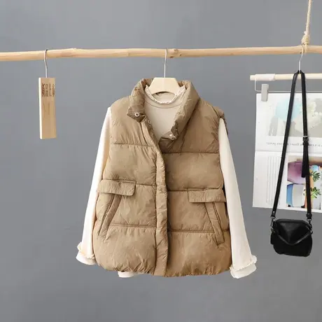 羽绒棉马甲女2024年秋冬新款宽松外穿短款无袖坎肩背心马夹厚外套图片