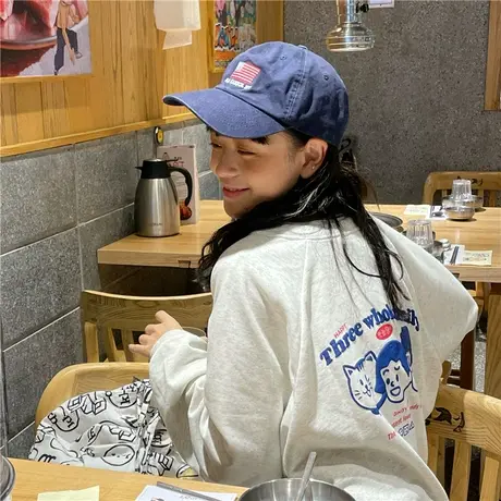 红续原创可爱盐系少女早秋新款韩版慵懒风宽松圆领套头卫衣女ins图片