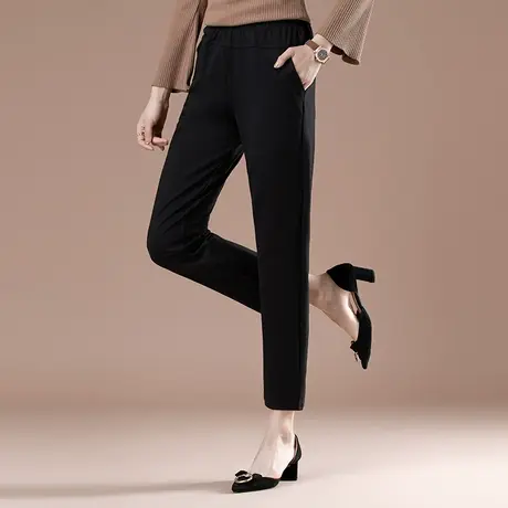 哈伦裤女春秋新款宽松弹力大码女裤百搭显瘦松紧腰长裤黑色休闲裤商品大图