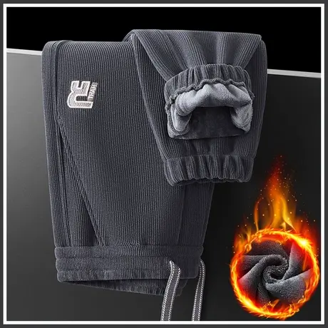 2023年冬季加绒加厚超厚运动卫裤秋冬款男士束脚保温防寒休闲裤子商品大图