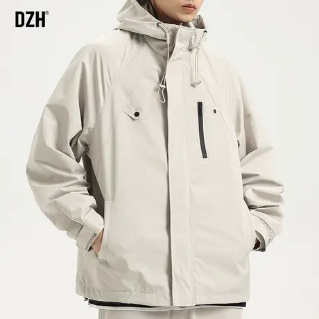 男士工装连帽外套男春秋潮高级感2024年新款男款冲锋衣飞行员夹克商品大图