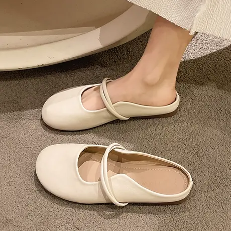 包头半拖鞋女2023年新款外穿温柔复古平底气质凉拖鞋温柔风凉鞋图片