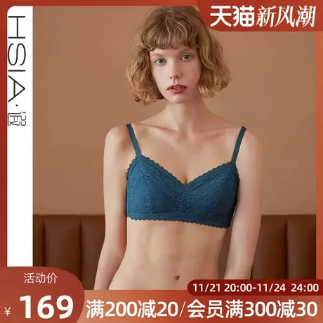 【香榭落叶】遐无钢圈内衣薄款红色全罩杯胸罩软支撑大胸显小文胸商品大图