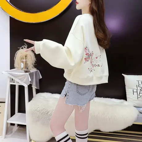 宽松短款小个子卫衣外套女2024新款早春季时尚洋气减龄慵懒风上衣商品大图