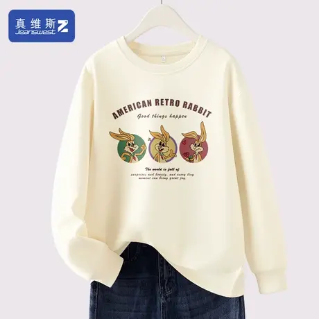 真维斯Z+女士卫衣2024早春新款圆领打底衫春秋薄款长袖上衣春装H图片