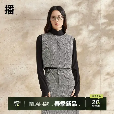 【商场同款】播小香风马夹女2024新款叠穿复古圆领马甲BDR1MD0206图片