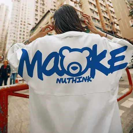 美式街头滑板短袖男款潮牌宽松oversize情侣款t恤夏季潮流蝙蝠袖商品大图