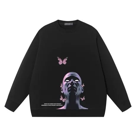 改变思想自己改变世界简约休闲套头上衣宽松休闲运动无帽纯棉衣服商品大图