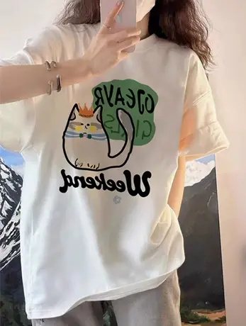 白色正肩短袖T恤女装夏季有机棉无缝圆筒T内搭纯棉打底衫宽松上衣商品大图