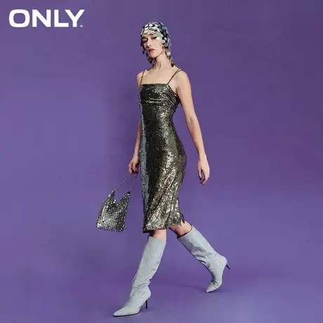 ONLY奥莱春季新款潮流时尚亮片中长款吊带连衣裙女图片