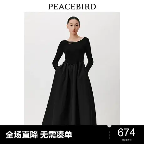 【商场同款】太平鸟女装2024春季不规则拼接连衣裙A1FAD4538图片