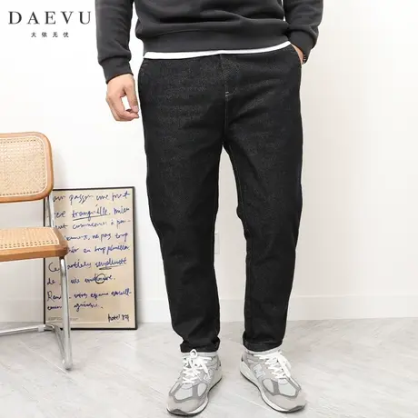 DAEVU冬季新款厚料大号潮胖子弹力加肥加大码男士牛仔布休闲长裤商品大图
