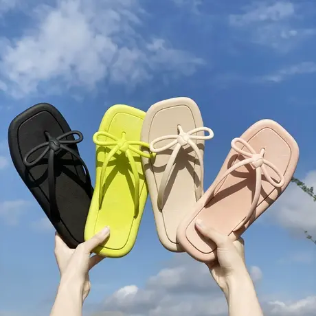 时尚韩国人字拖女夏外穿ins仙女风防滑蝴蝶结网红沙滩夹脚凉拖鞋商品大图