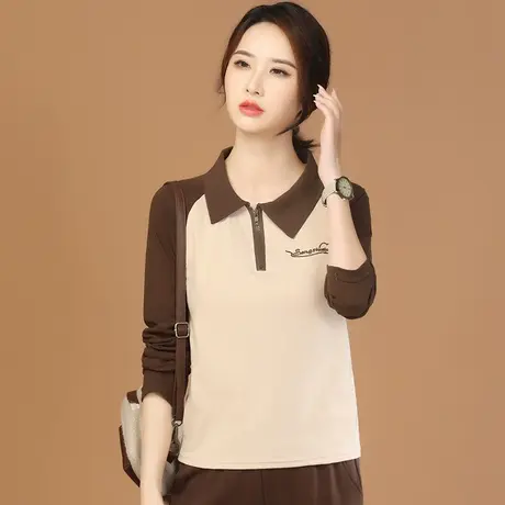 韩潮袭人娃娃领宽松印花套头T恤女2023秋季新款休闲上衣打底衫商品大图