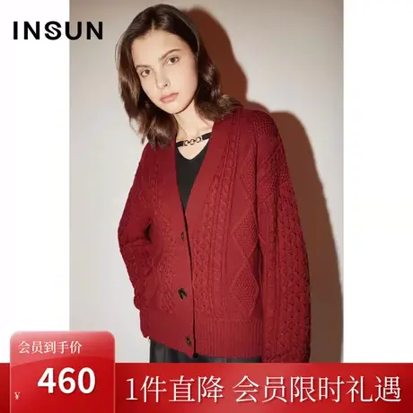 [花式纱线]恩裳COVER冬季2022复古扭绳设计银豆纱针织衫开衫商品大图