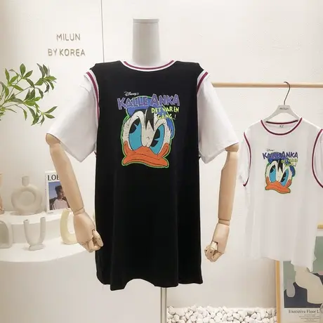 小众设计感短袖2022夏季新款韩国东大门运动休闲中长款T恤裙大码图片