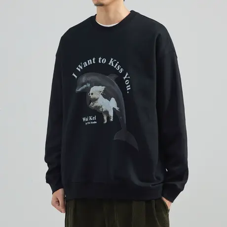 奕飏原创设计师小众圆领薄款卫衣男2022年春秋宽松休闲长袖T恤潮图片