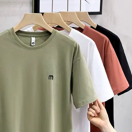 简约t恤男短袖潮流ins冰丝薄款半袖男装上衣服百搭打底衫夏季新款商品大图
