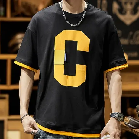 Modi Nick/摩帝尼克潮牌男款夏季T恤宽松半袖纯棉潮流舒适百搭T恤商品大图