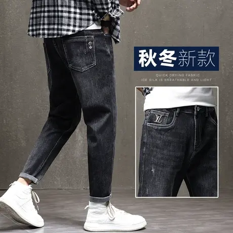 秋季男士牛仔裤宽松直筒男裤子2023年新款潮牌春秋款痞帅休闲长裤商品大图